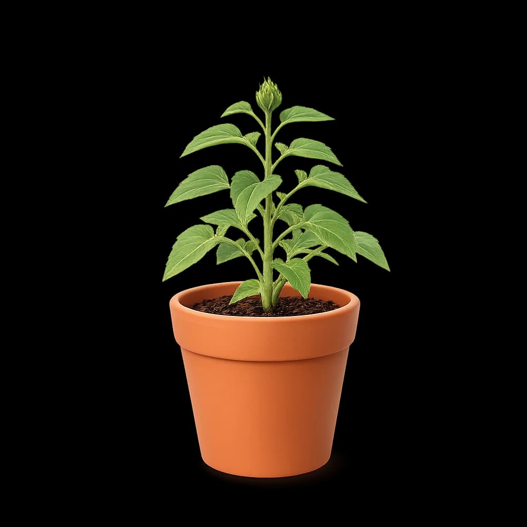 A sunflower at growth stage 5 of ten.